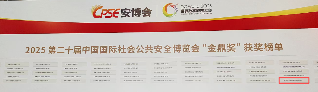2025第二十屆中國(guó)國(guó)際社會(huì)公共安全博覽會(huì)“金鼎獎(jiǎng)”獲獎(jiǎng)榜單